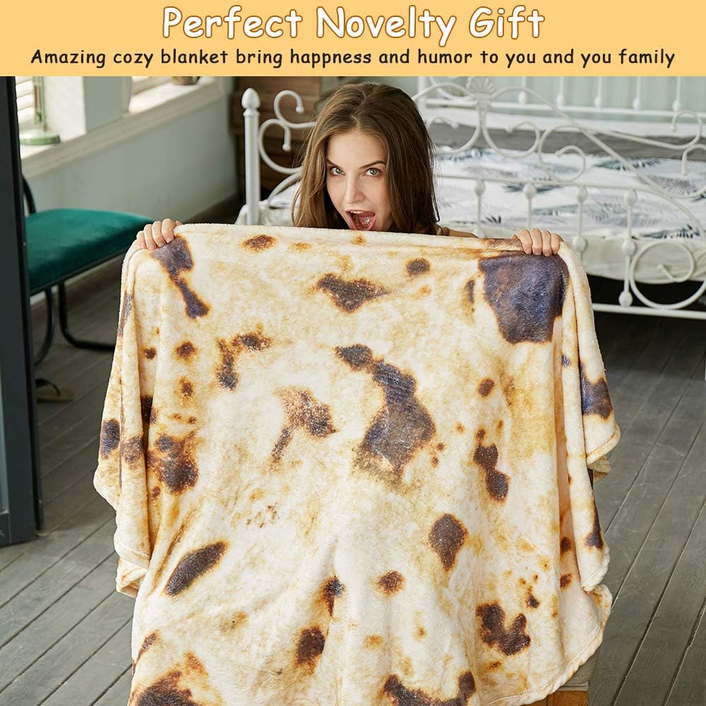 Burritos Tortilla Throw Blanket (Brown) view 3