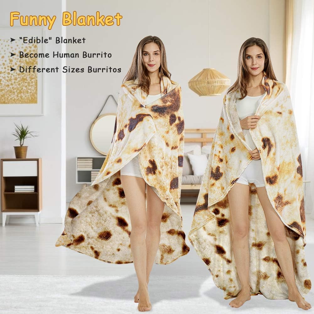 Burritos Tortilla Throw Blanket (Brown) view 4