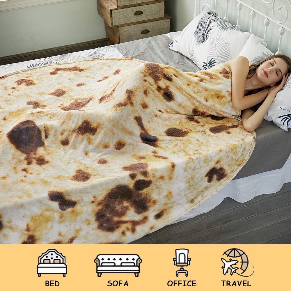 Burritos Tortilla Throw Blanket (Brown) view 5