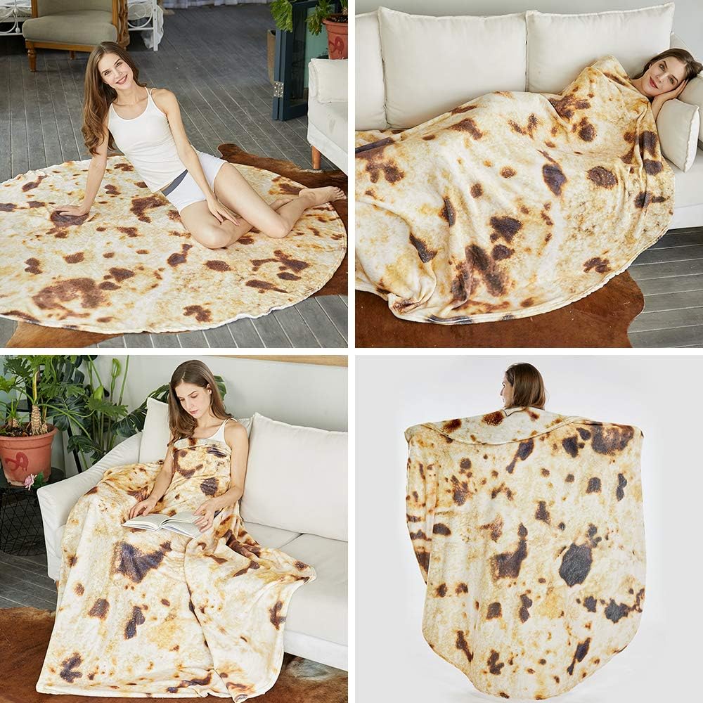 Burritos Tortilla Throw Blanket (Brown) view 7