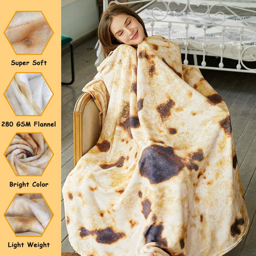 Burritos Tortilla Throw Blanket (Brown) view 2