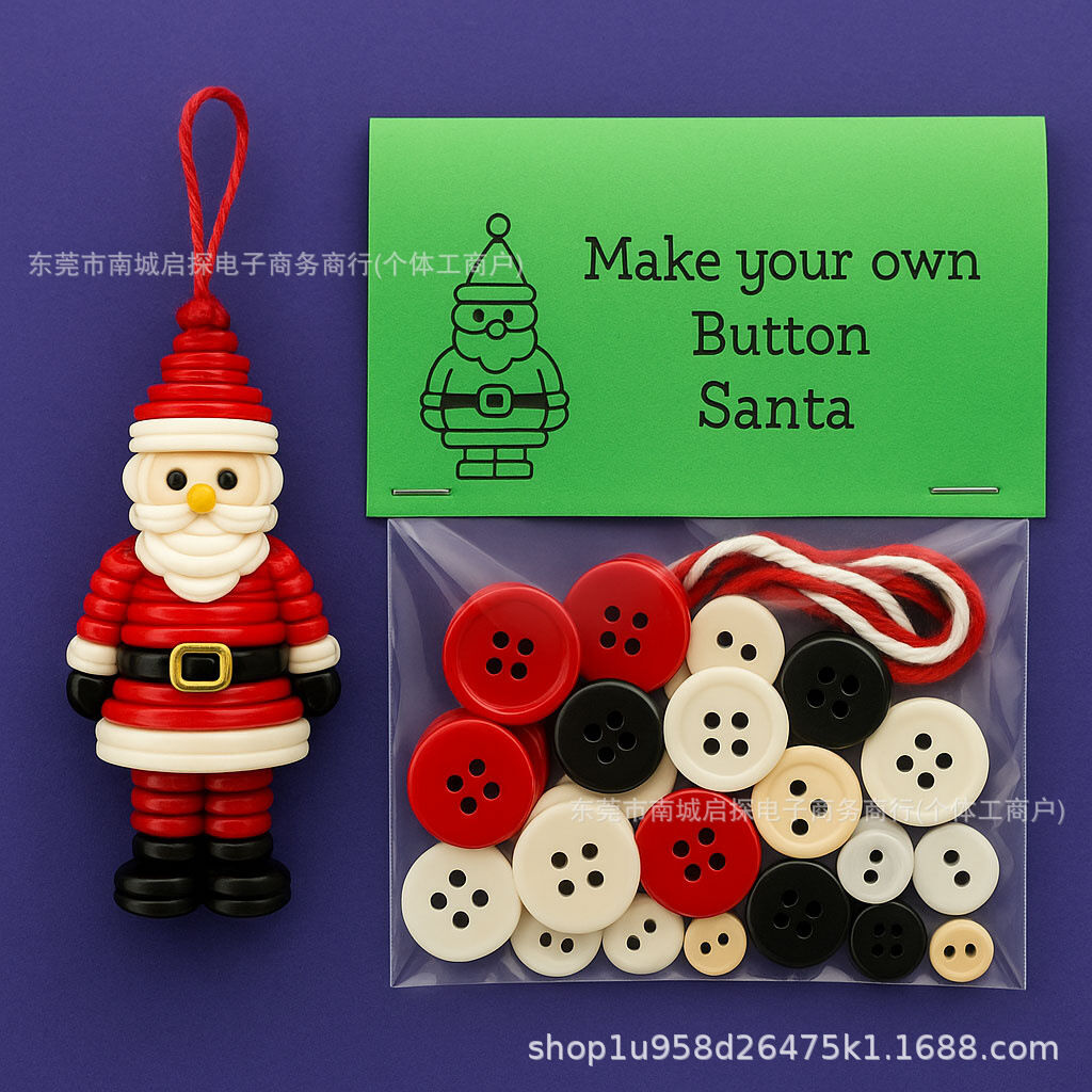 Christmas gift Christmas Button Ornament - Festive Santa Design Craft Kit view 2
