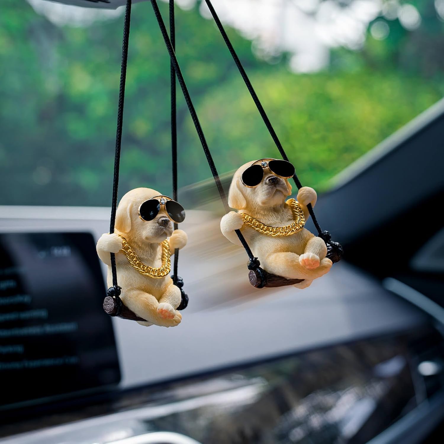 Cute Swinging Labrador Car Mirror Ornament: Yellow Retriever Hanging Accessory view 3