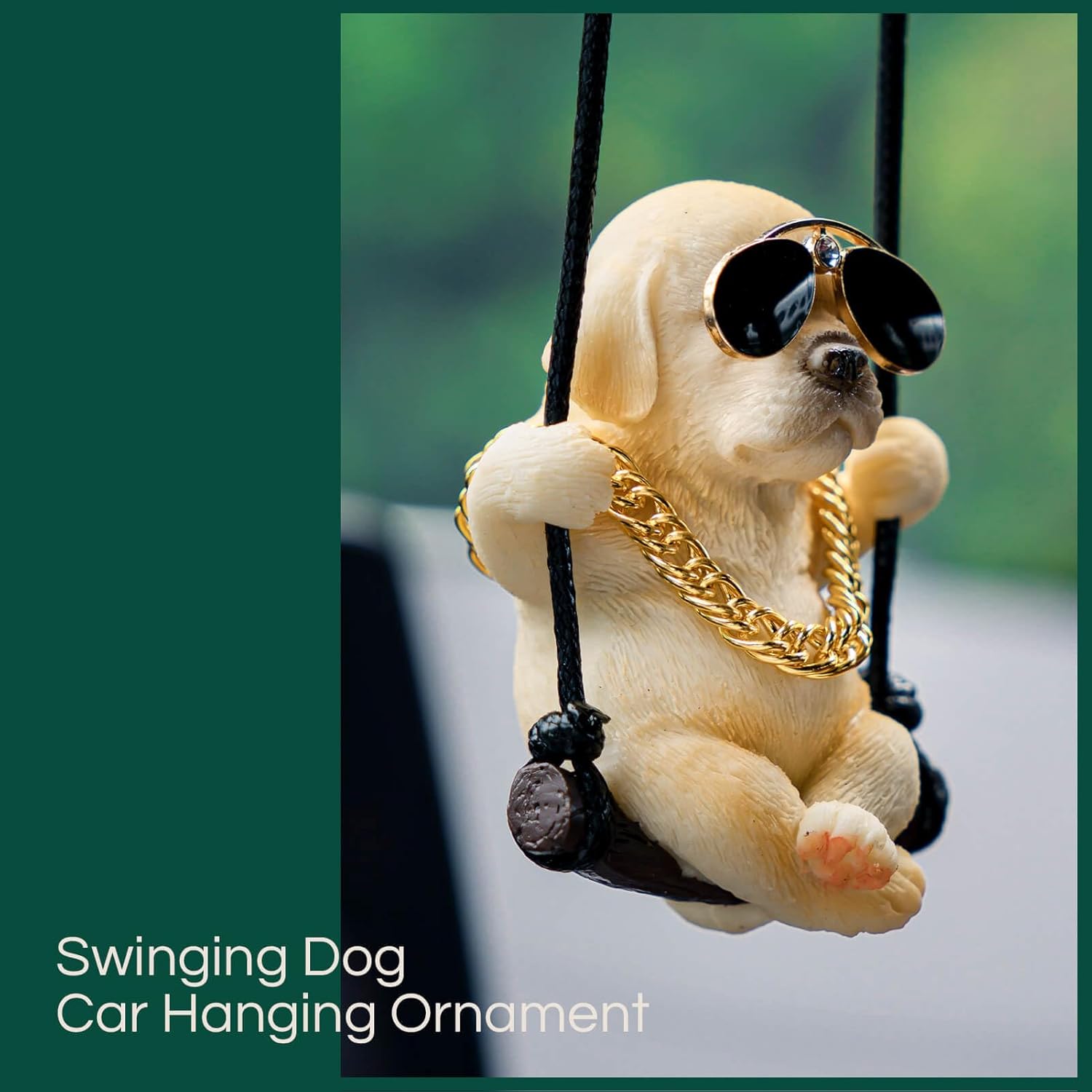 Cute Swinging Labrador Car Mirror Ornament: Yellow Retriever Hanging Accessory view 4