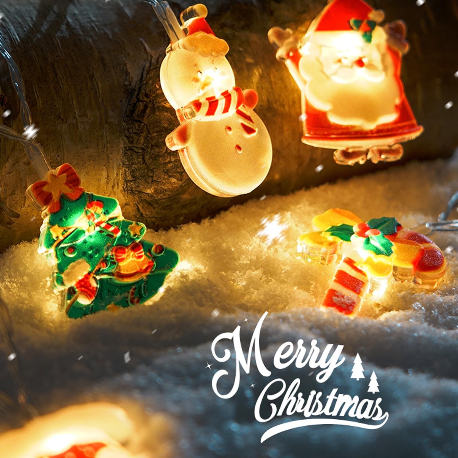6M 40-LED Christmas Fairy String Lights: Santa/Snowman/Wreath Battery-Powered view 3