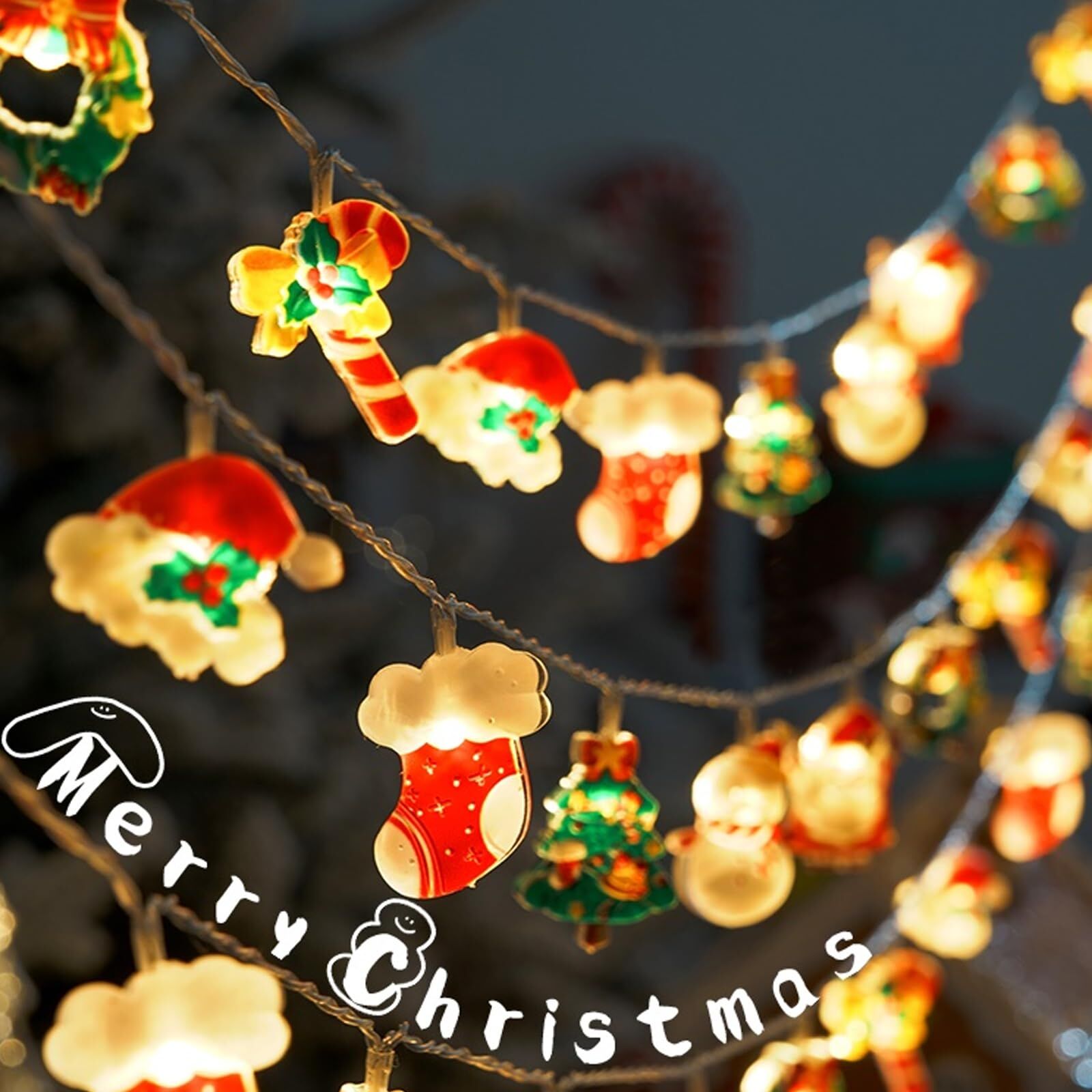 6M 40-LED Christmas Fairy String Lights: Santa/Snowman/Wreath Battery-Powered view 7