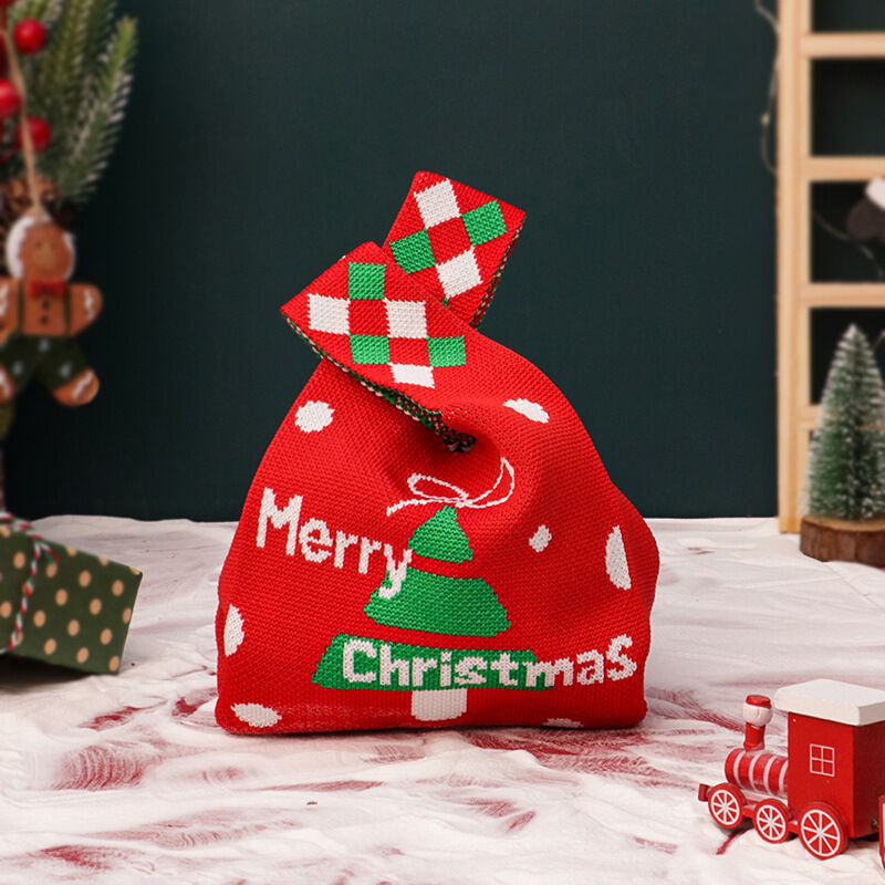 Christmas gift 4-Pack Christmas Knitted Gift Bags - Small & Big Festive view 2