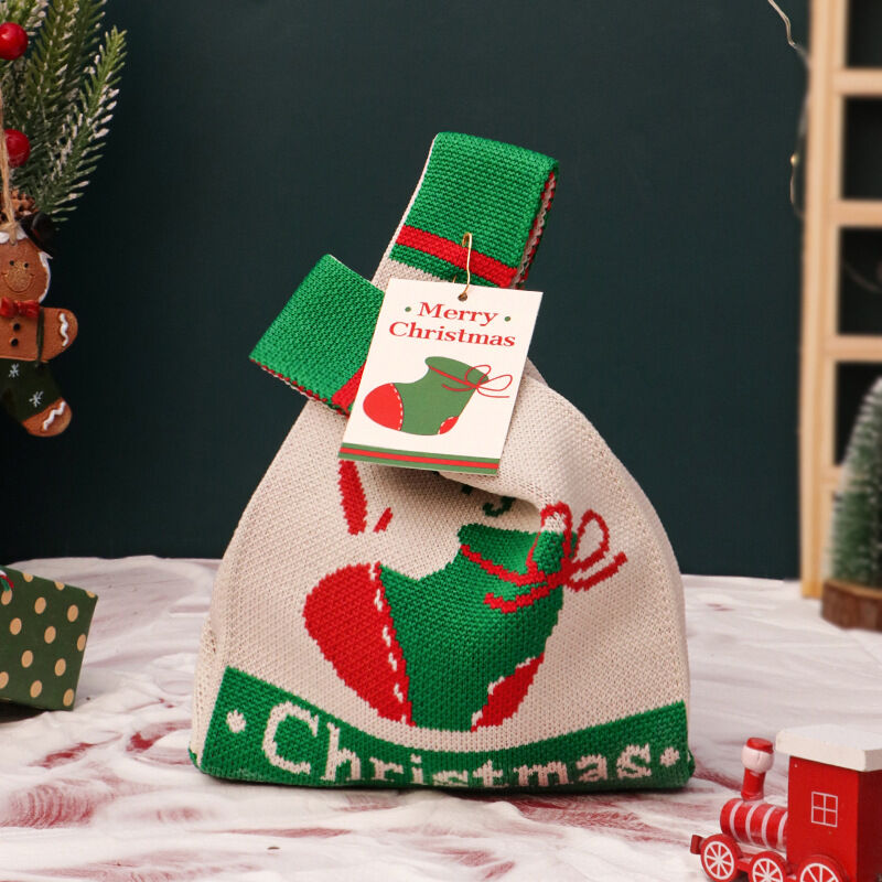 Christmas gift 4-Pack Christmas Knitted Gift Bags - Small & Big Festive view 3