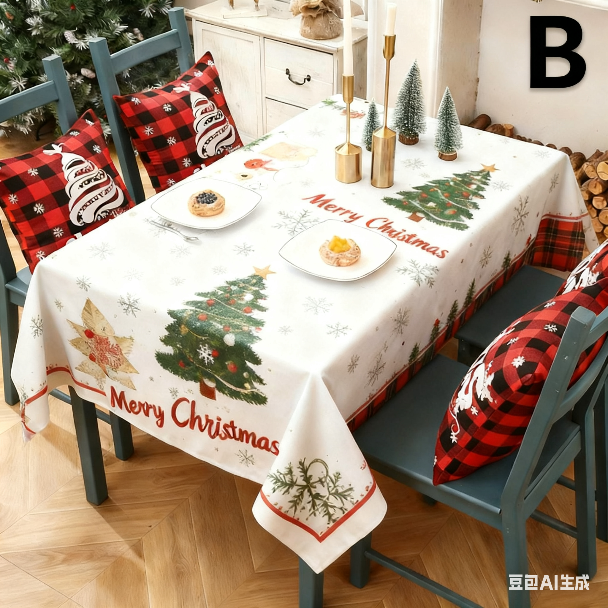 Christmas gift Christmas Tablecloth - Festive 180x150cm Table Cover for view 2