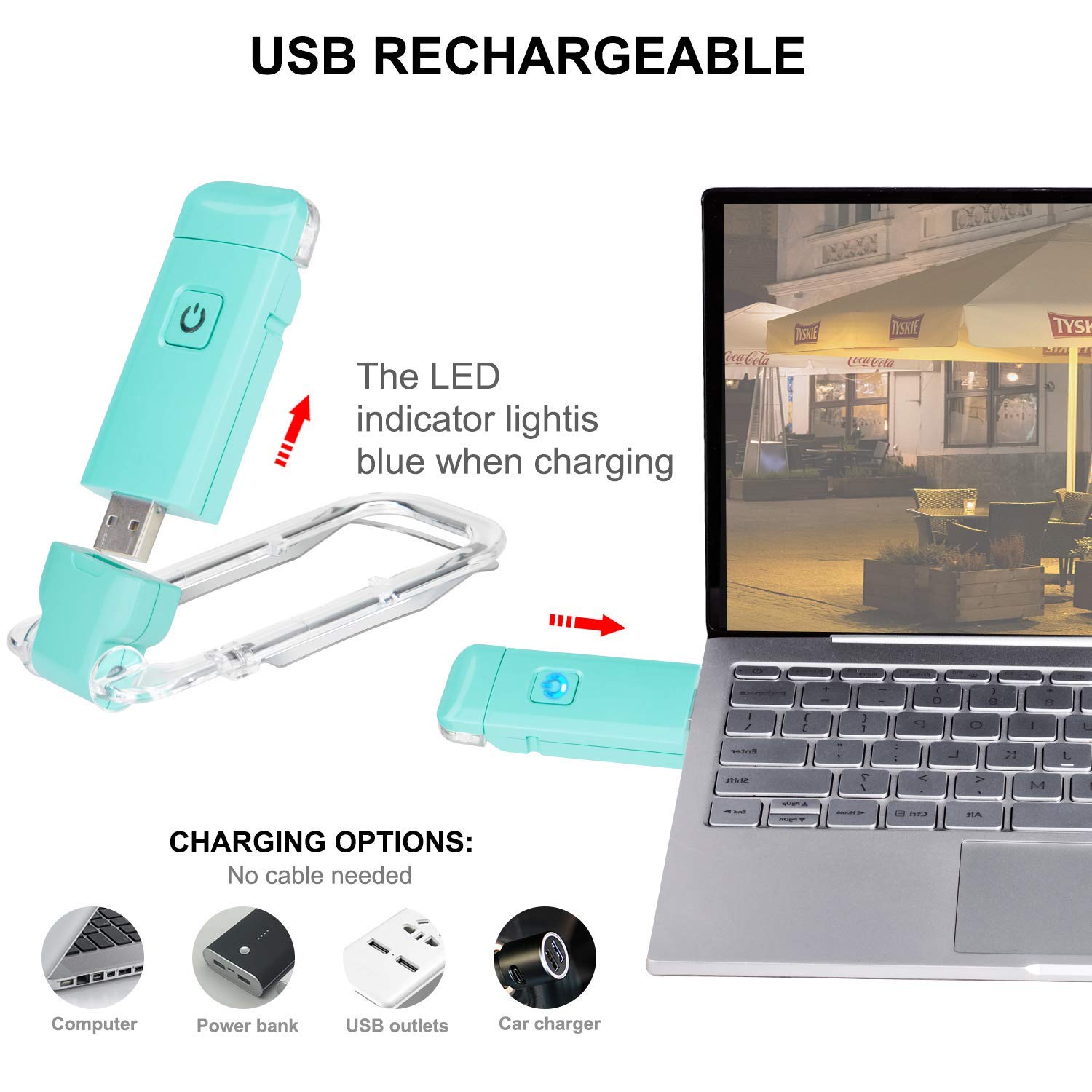 Rechargeable LED Book Light with Dimmable Warm White & Amber Modes view 2