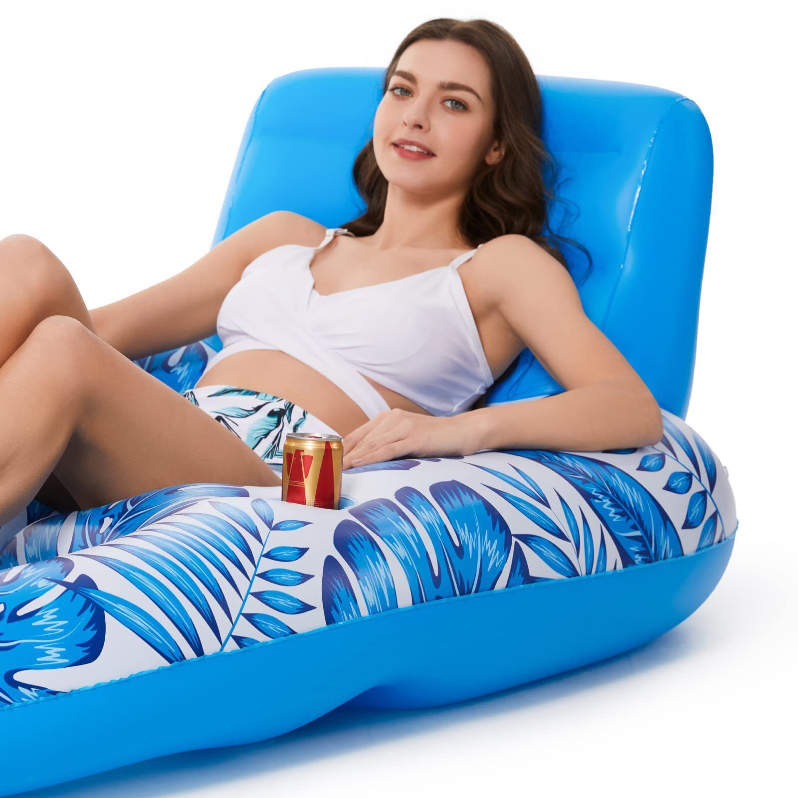 Inflatable Pool Lounger Float with Backrest & Cup Holders – U-Shaped Floating view 6