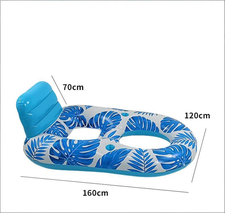 Inflatable Pool Lounger Float with Backrest & Cup Holders – U-Shaped Floating view 7