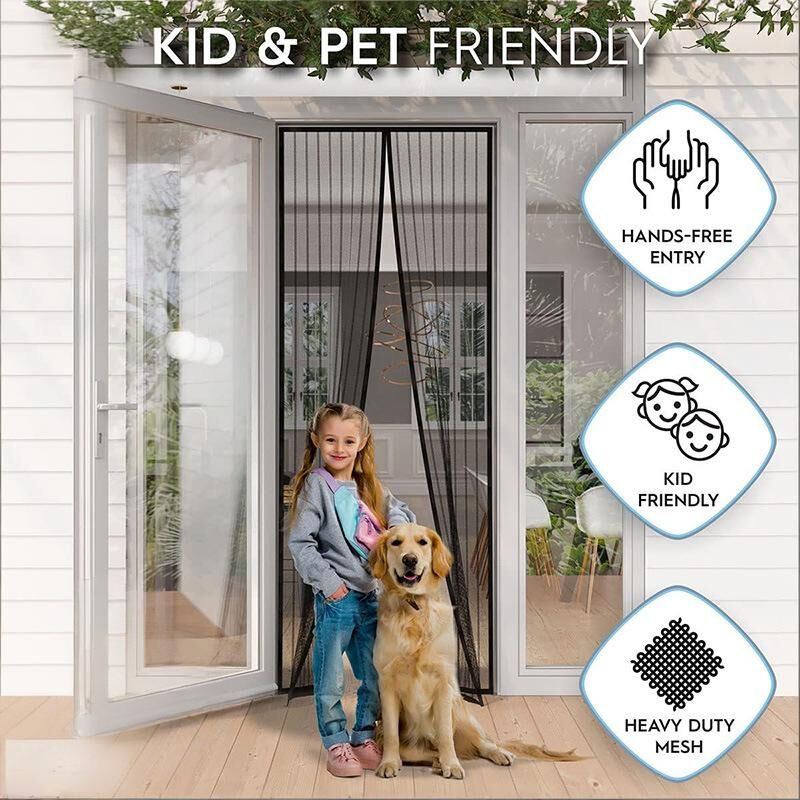 Magnetic Screen Door 110cm x 210cm – Self-Adhesive Mesh Netting for Mosquito & view 3