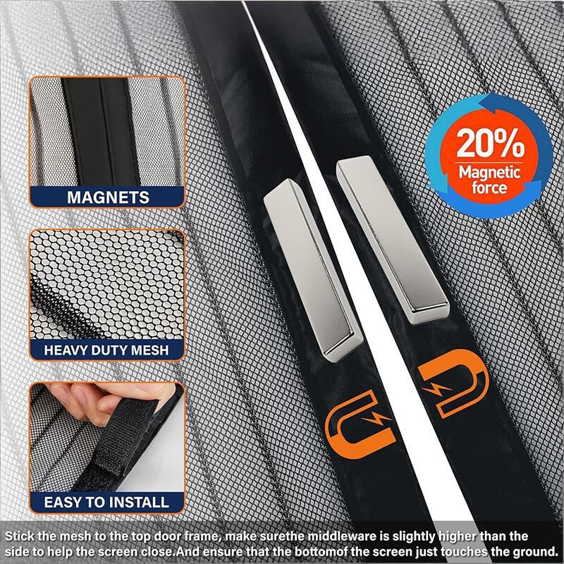 Magnetic Screen Door 110cm x 210cm – Self-Adhesive Mesh Netting for Mosquito & view 5