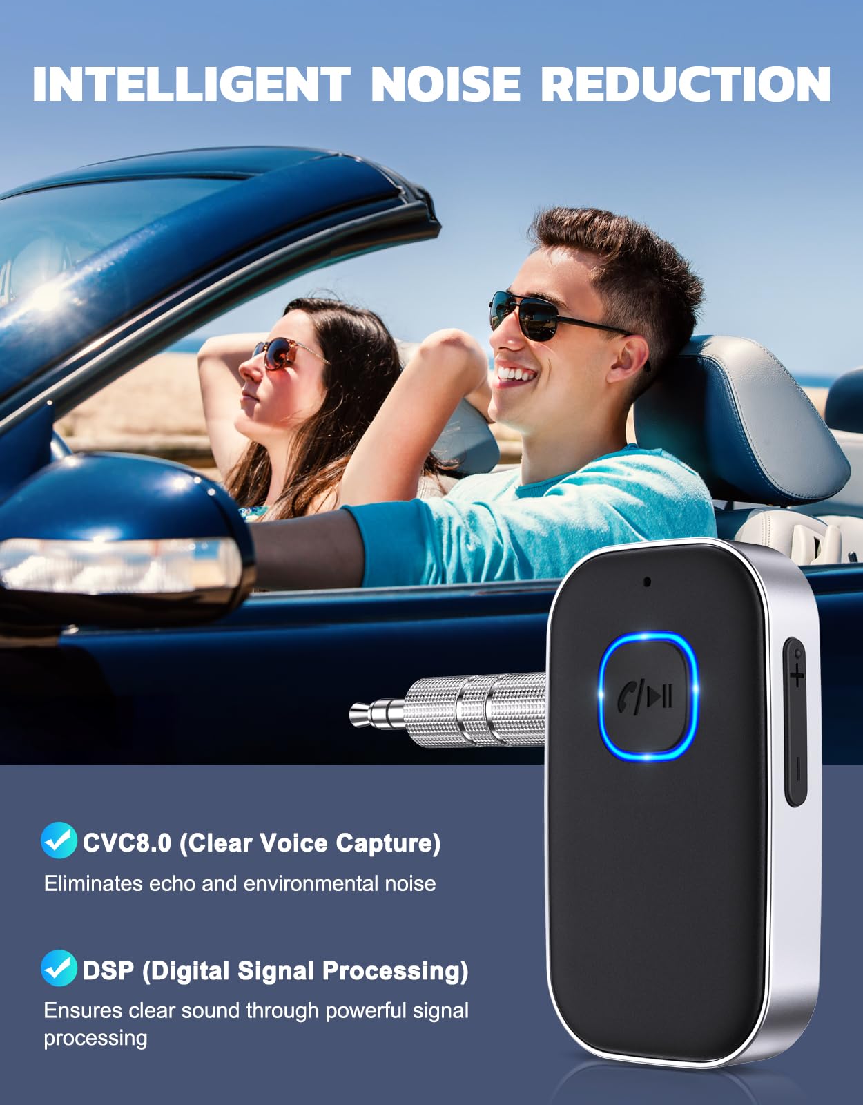 Bluetooth 5.3 Audio Receiver with Mic – Wireless AUX Adapter for Car Stereo view 4