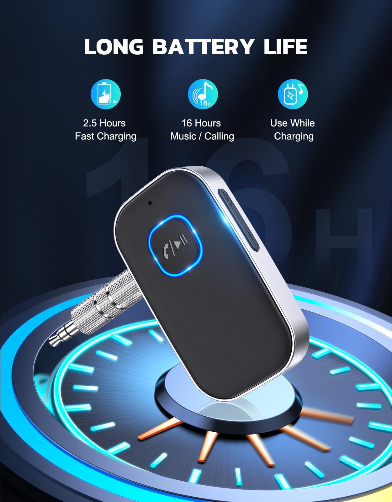 Bluetooth 5.3 Audio Receiver with Mic – Wireless AUX Adapter for Car Stereo view 6