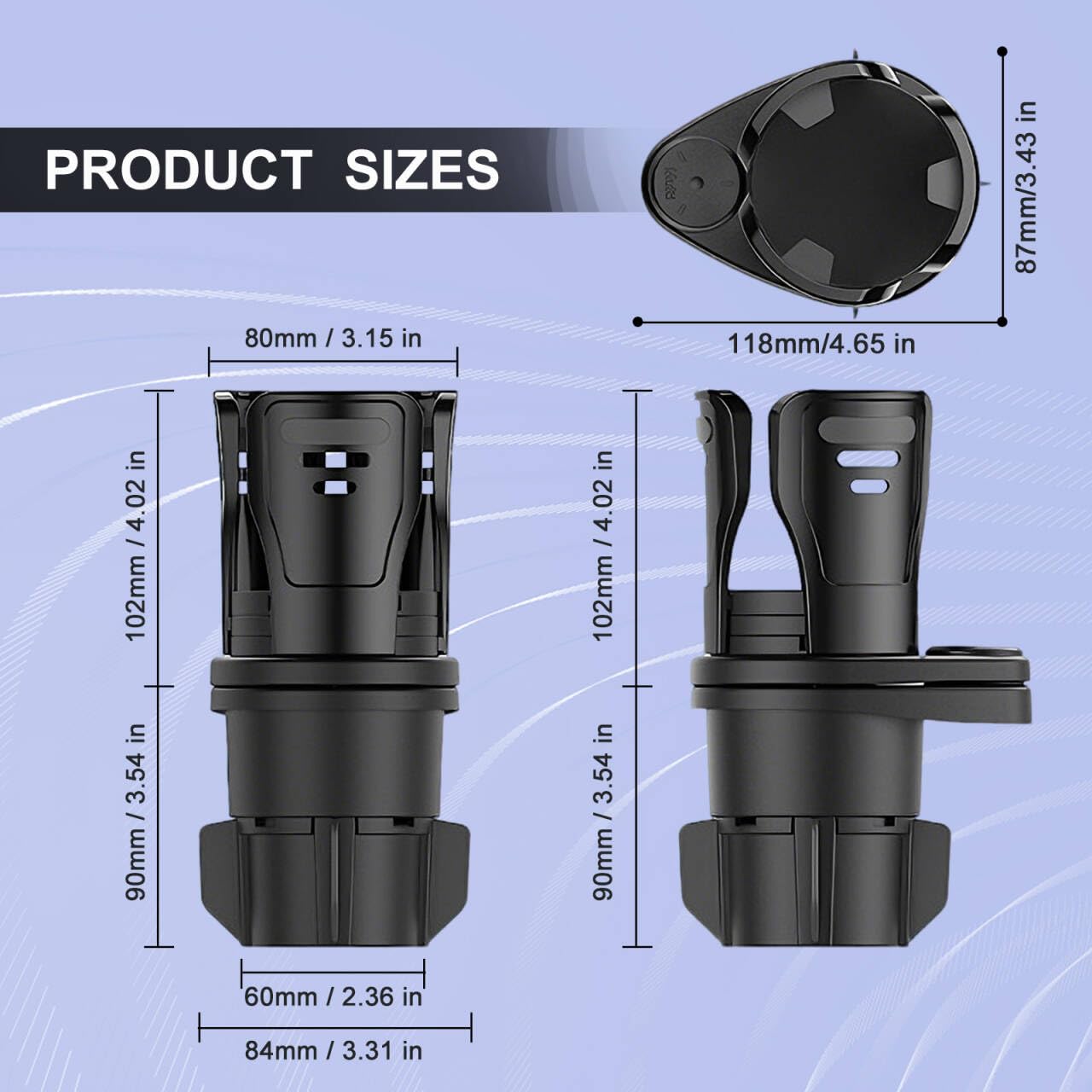 Dual Cup Holder Expander with 360° Rotating Tray – Adjustable Drink & Snack view 4