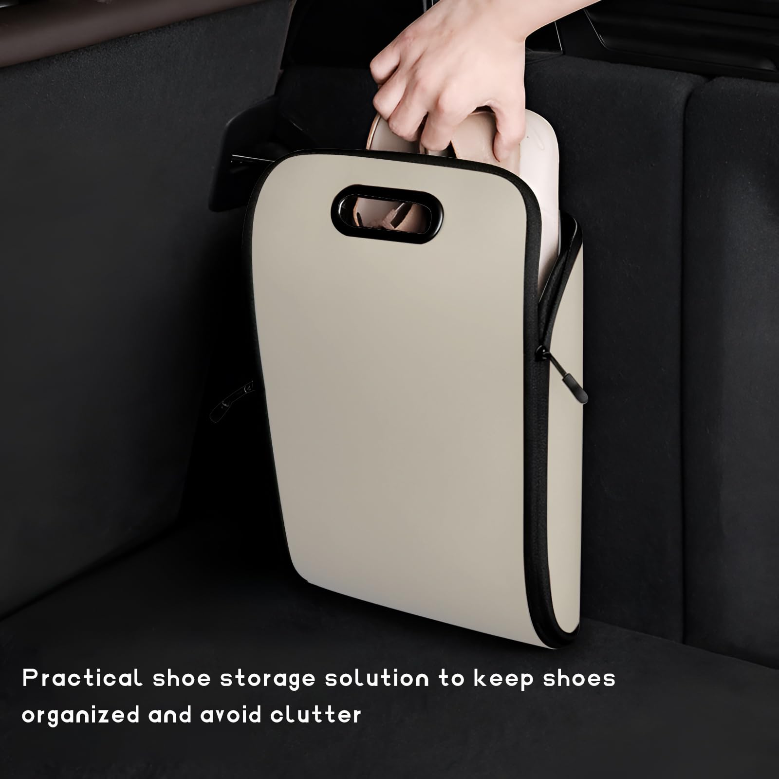 Car Shoe Storage Box – Portable Leather-Look Organizer for Passenger Seat or Trunk view 4