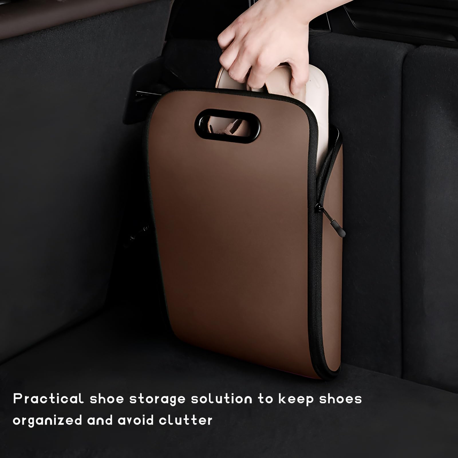 Car Shoe Storage Box – Portable Leather-Look Organizer for Passenger Seat or Trunk view 4