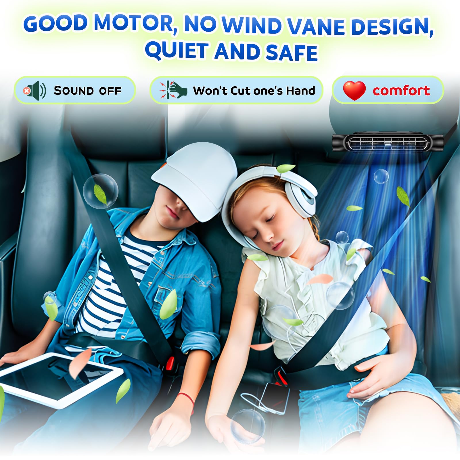 Car Seat Cooling Fan with USB Power – Portable Headrest Ventilator for Front & view 4