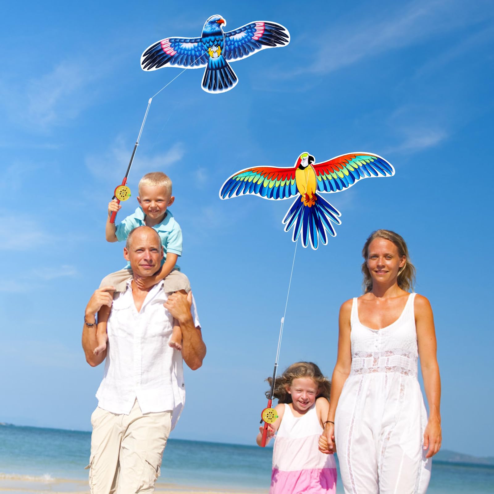 Kids’ Mini Fishing-Rod Kite Set – 3-Pack Bird Designs view 3