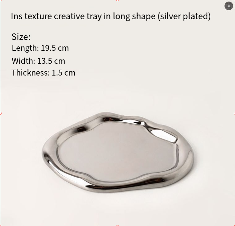 Silver Plated Ceramic Tray Set (Round & Long Shapes) – Minimalist Luxury view 6