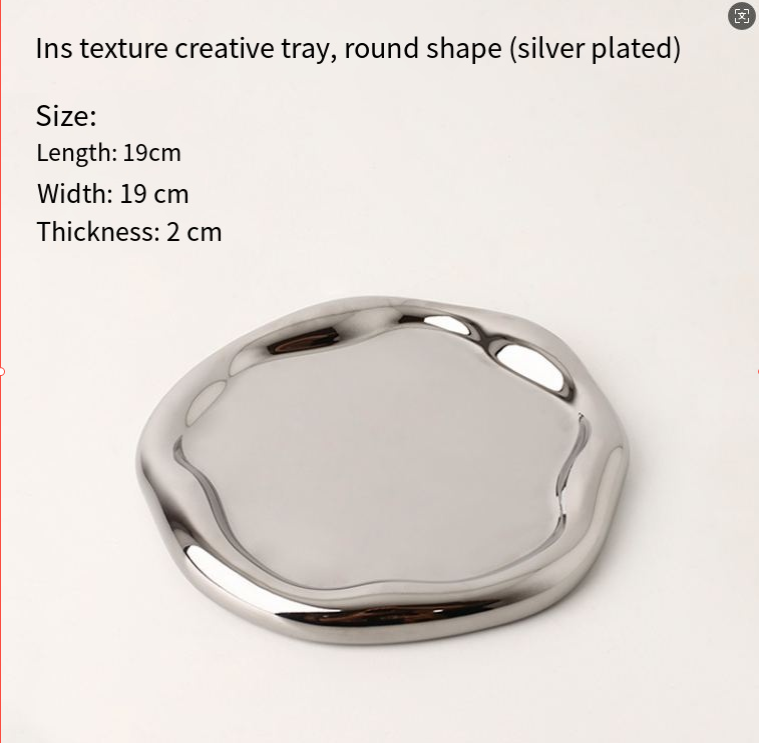 Silver Plated Ceramic Tray Set (Round & Long Shapes) – Minimalist Luxury view 7