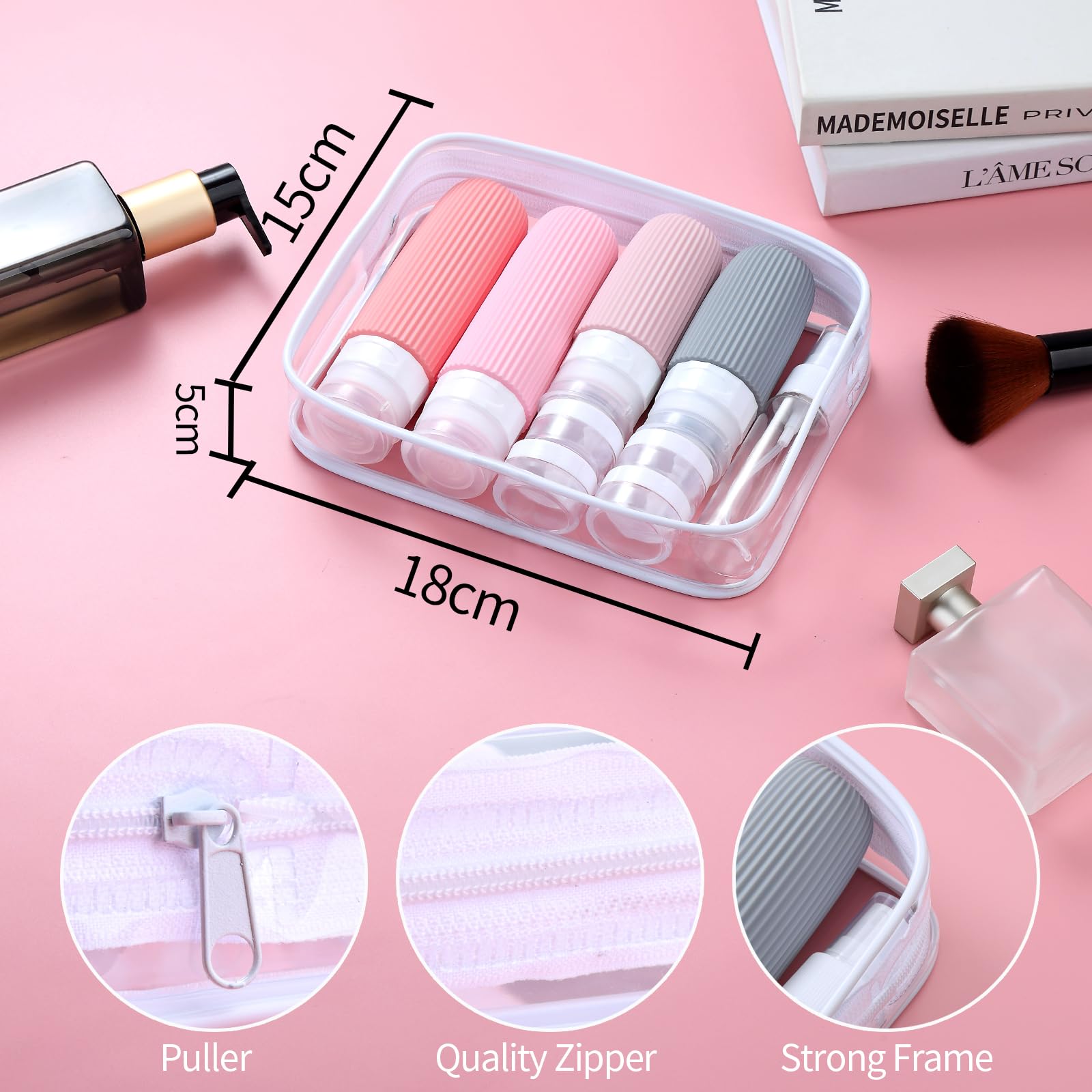 16-Piece Travel Bottle Set with Leak-Proof Silicone Squeeze Bottles – Reusable view 5