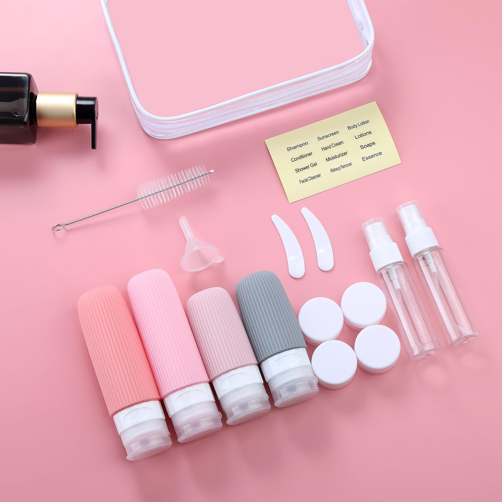16-Piece Travel Bottle Set with Leak-Proof Silicone Squeeze Bottles – Reusable view 7