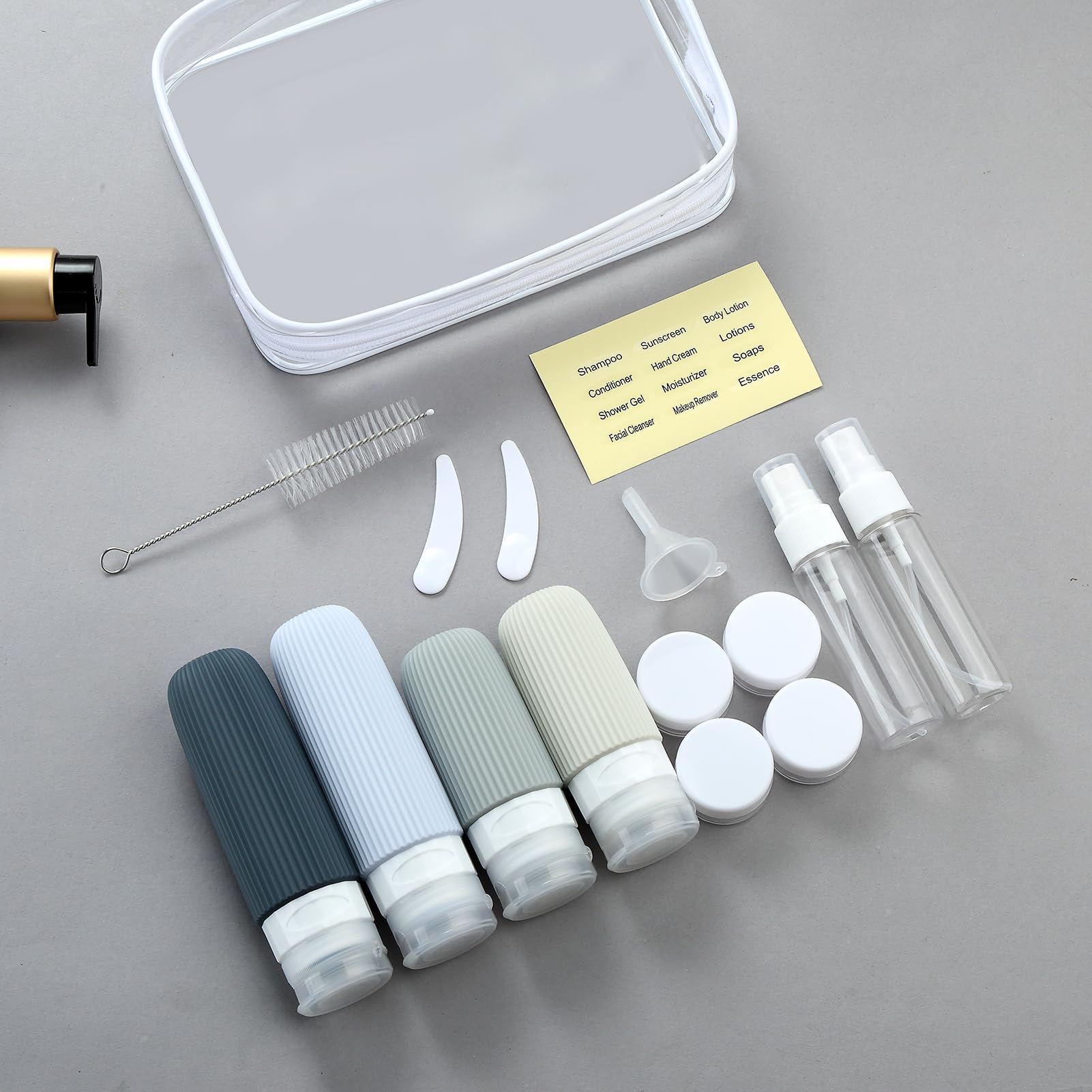 16-Piece Travel Bottle Set with Leak-Proof Silicone Squeeze Bottles – Reusable view 7