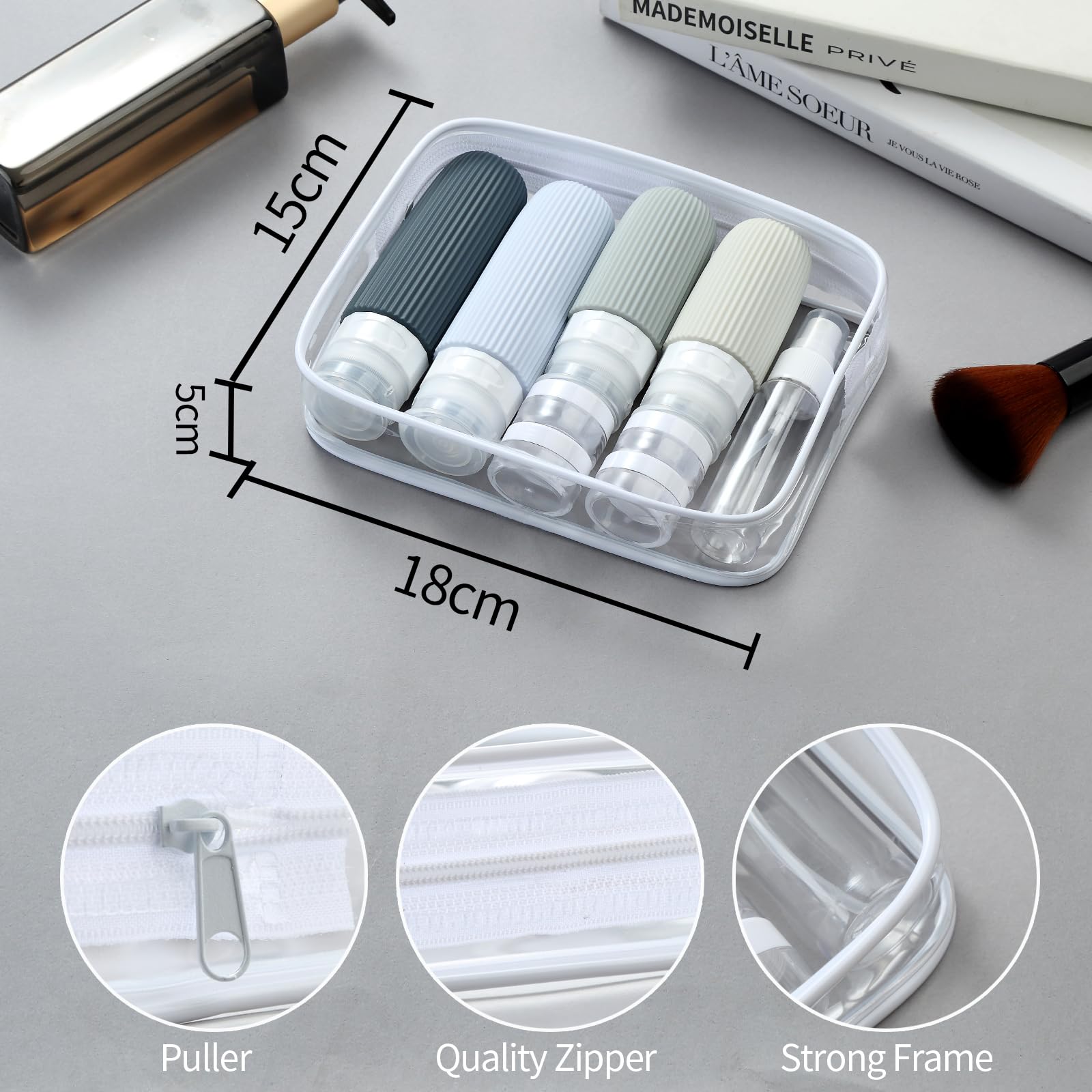 16-Piece Travel Bottle Set with Leak-Proof Silicone Squeeze Bottles – Reusable view 8