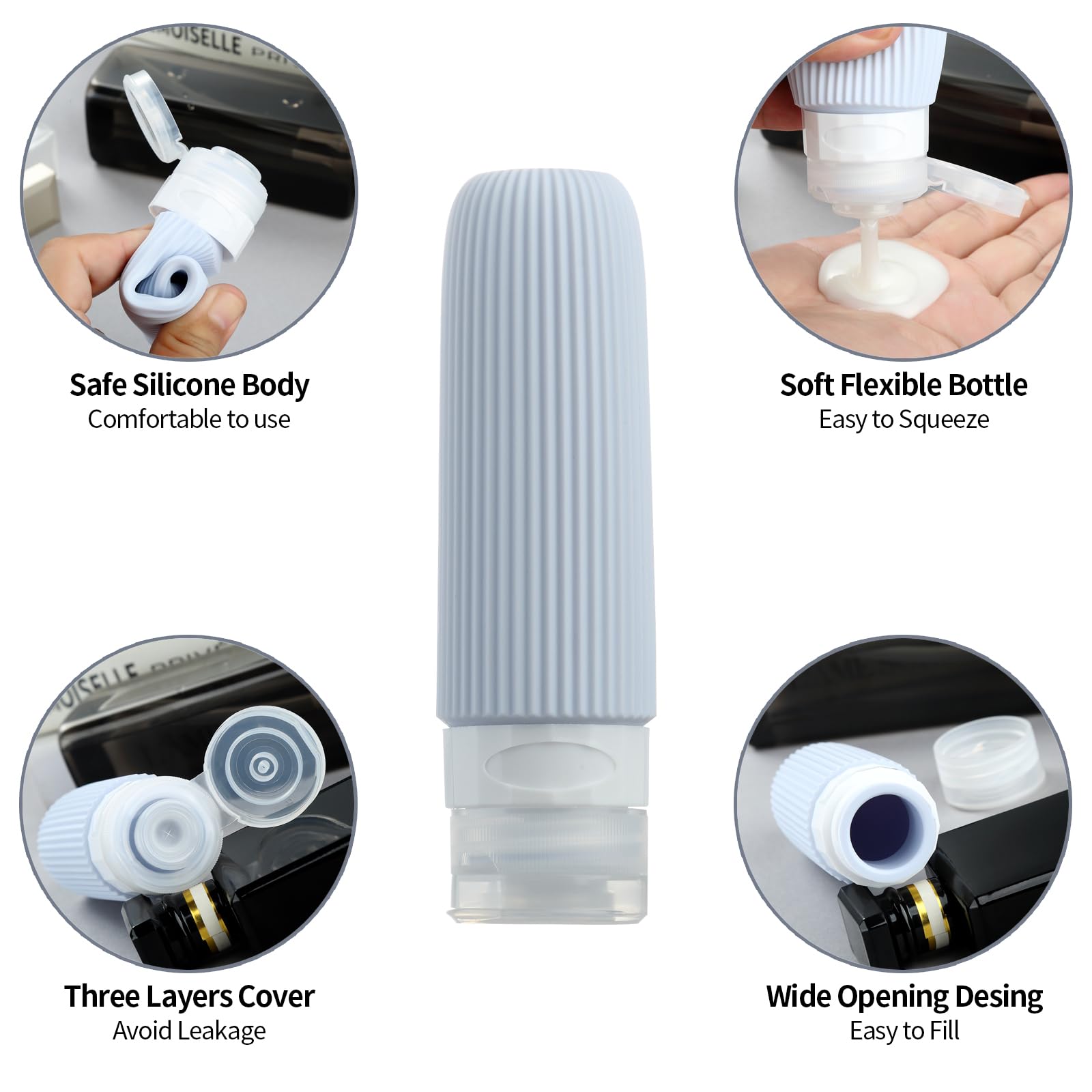 16-Piece Travel Bottle Set with Leak-Proof Silicone Squeeze Bottles – Reusable view 9