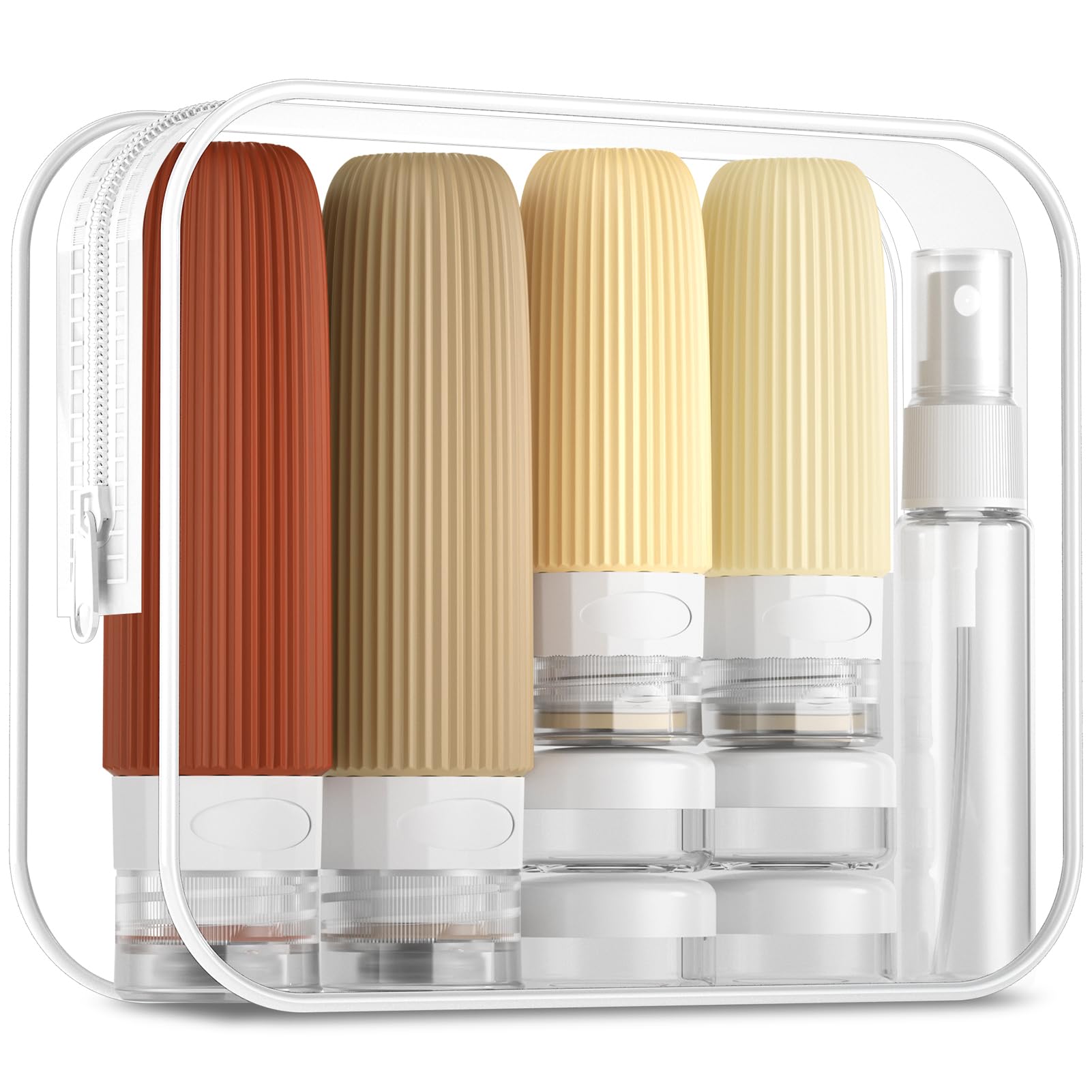 16-Piece Travel Bottle Set with Leak-Proof Silicone Squeeze Bottles – Reusable