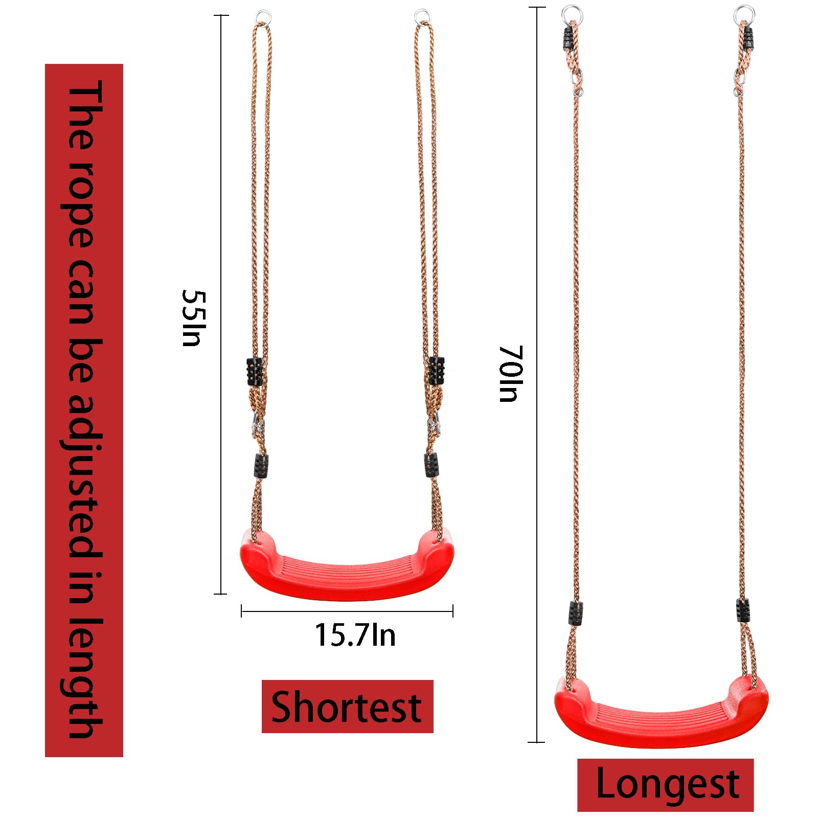 Outdoor Kids Plastic Swing Seat with Adjustable Rope – Durable Tree Swing for view 2