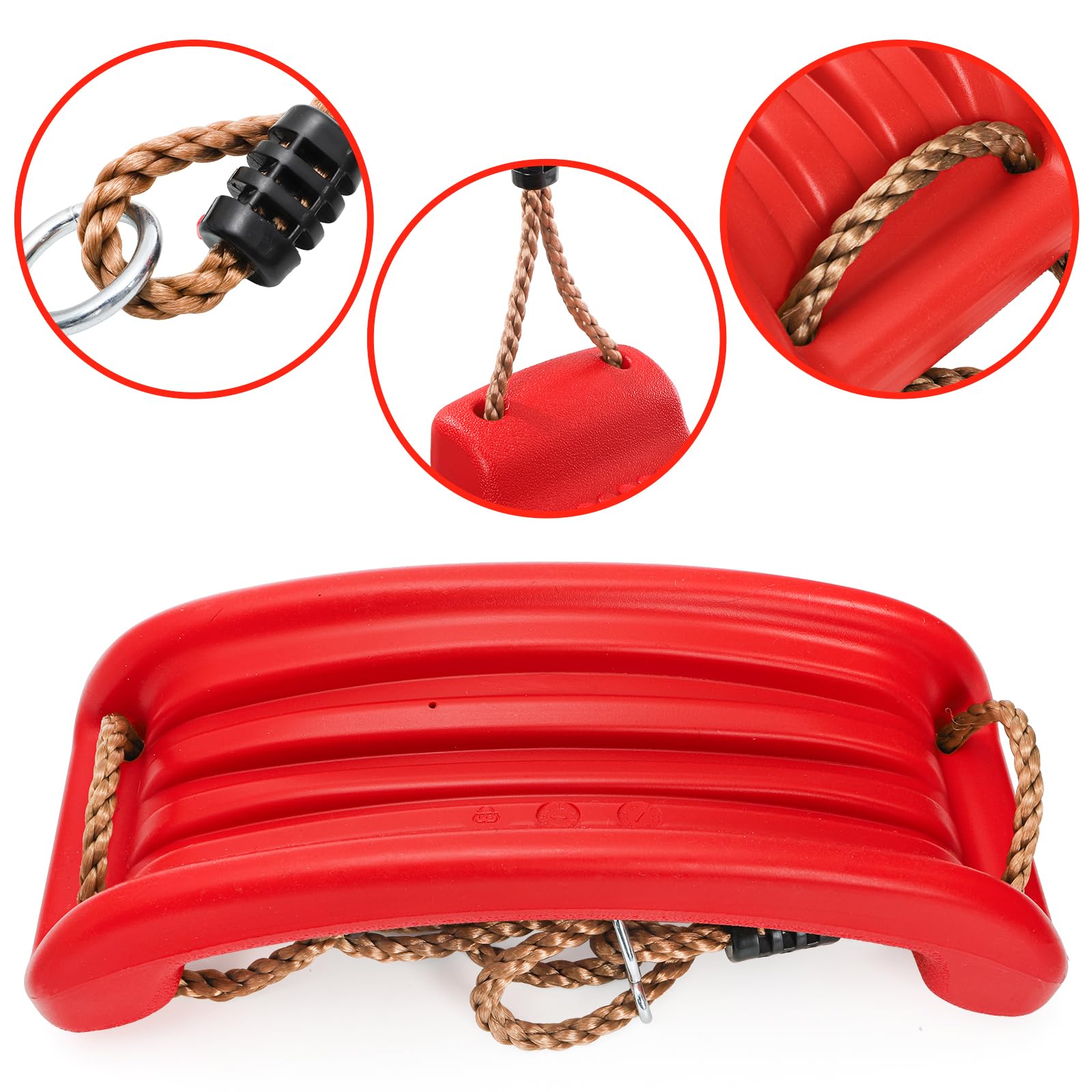 Outdoor Kids Plastic Swing Seat with Adjustable Rope – Durable Tree Swing for view 3
