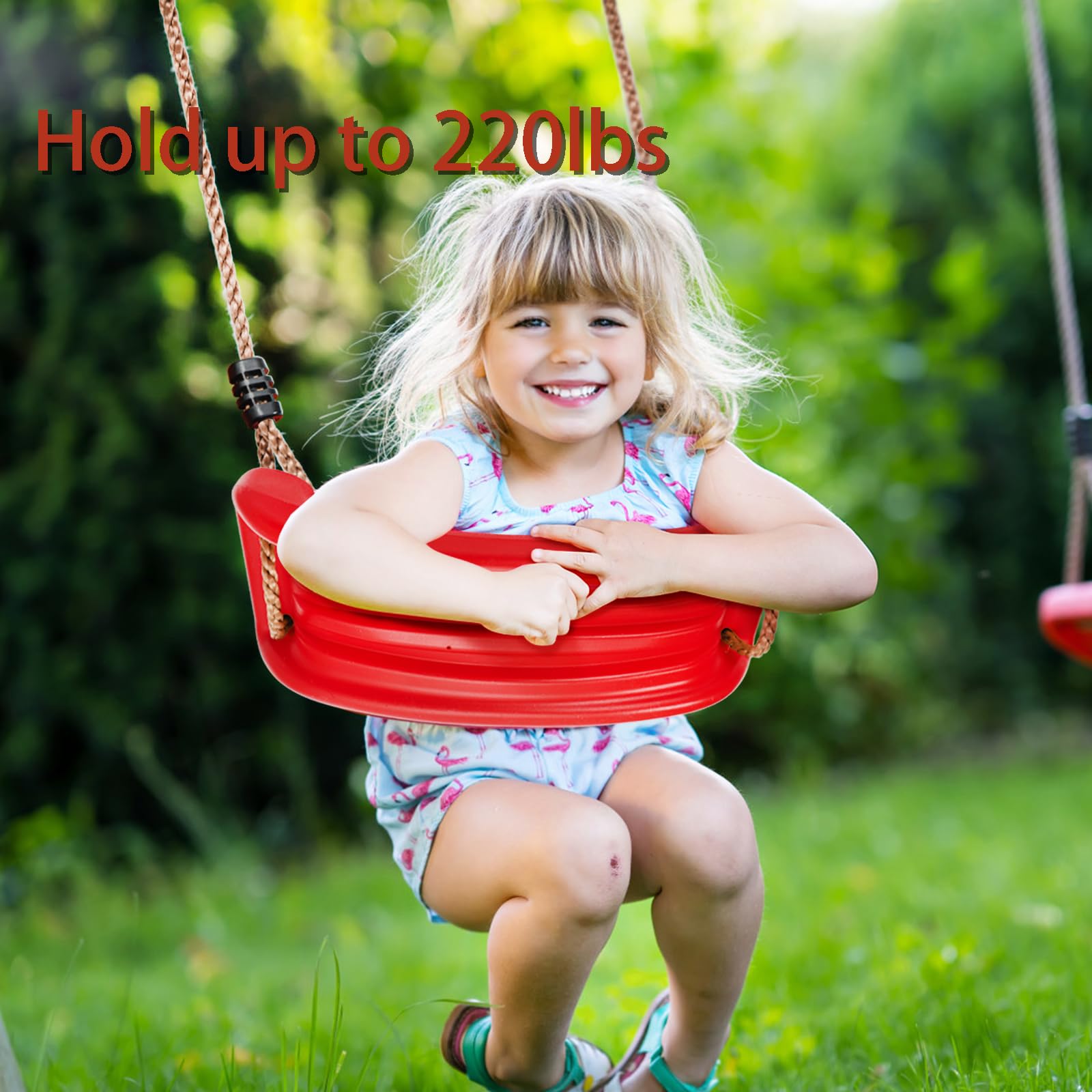 Outdoor Kids Plastic Swing Seat with Adjustable Rope – Durable Tree Swing for view 7