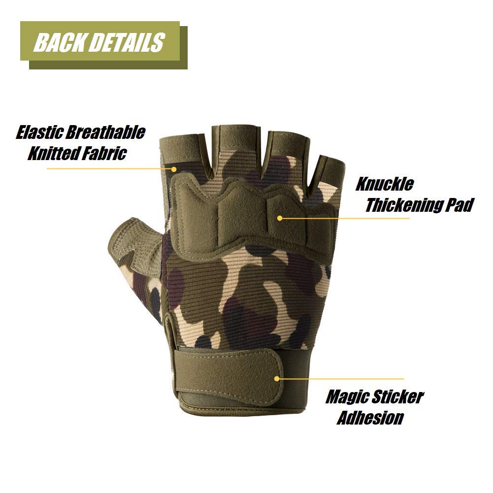 Tactical Fingerless Gloves with Knuckle Protection – Breathable Outdoor Gloves view 3