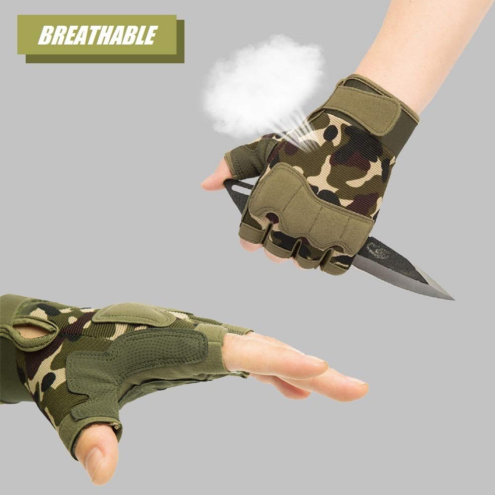 Tactical Fingerless Gloves with Knuckle Protection – Breathable Outdoor Gloves view 6