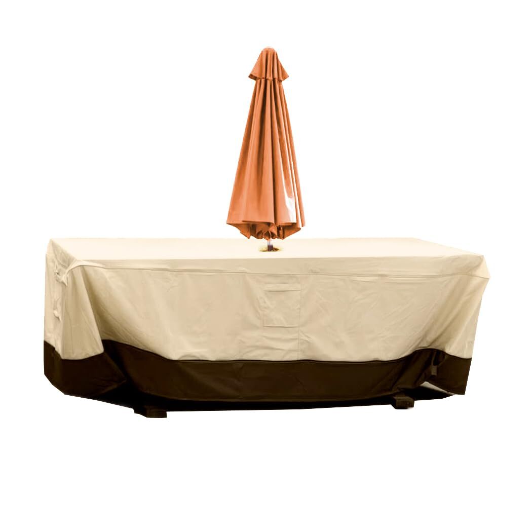 Patio Table & Chair Cover with Umbrella Hole: Water-Resistant Outdoor