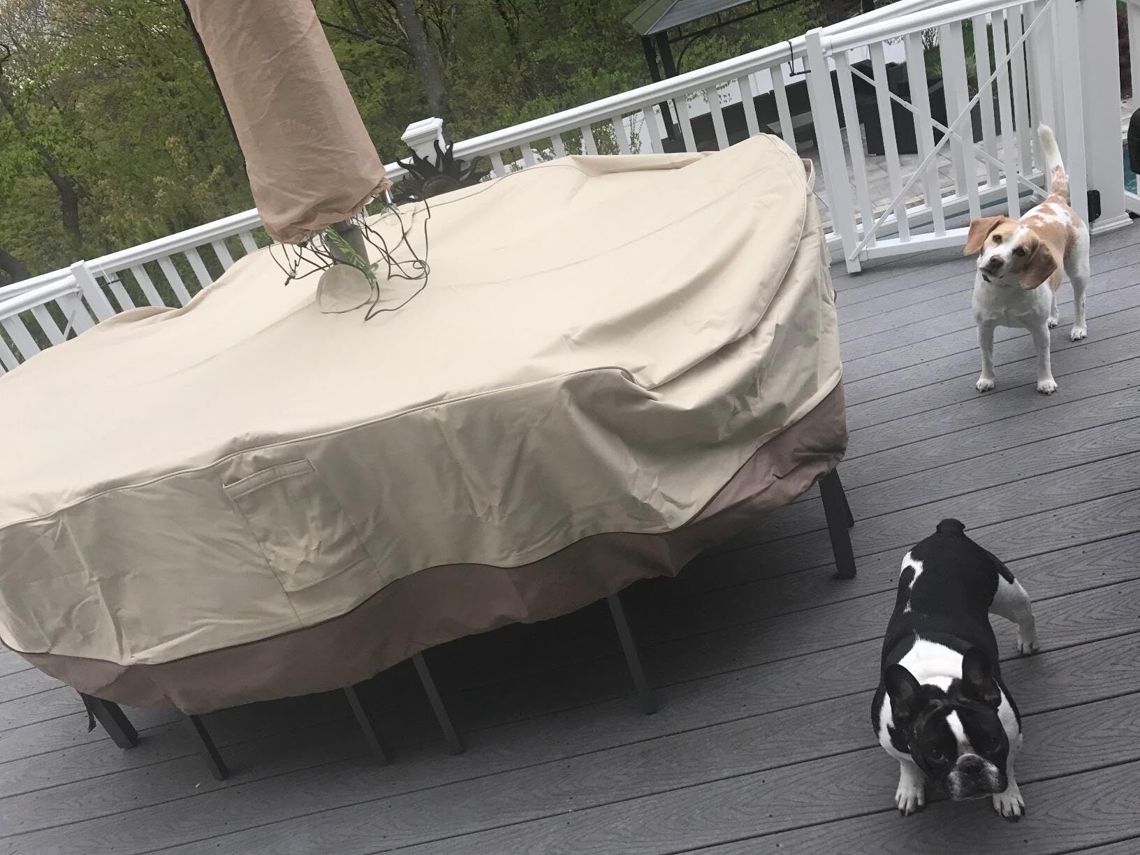Round Patio Furniture Cover with Umbrella Hole: Waterproof 4-Season Protector view 6