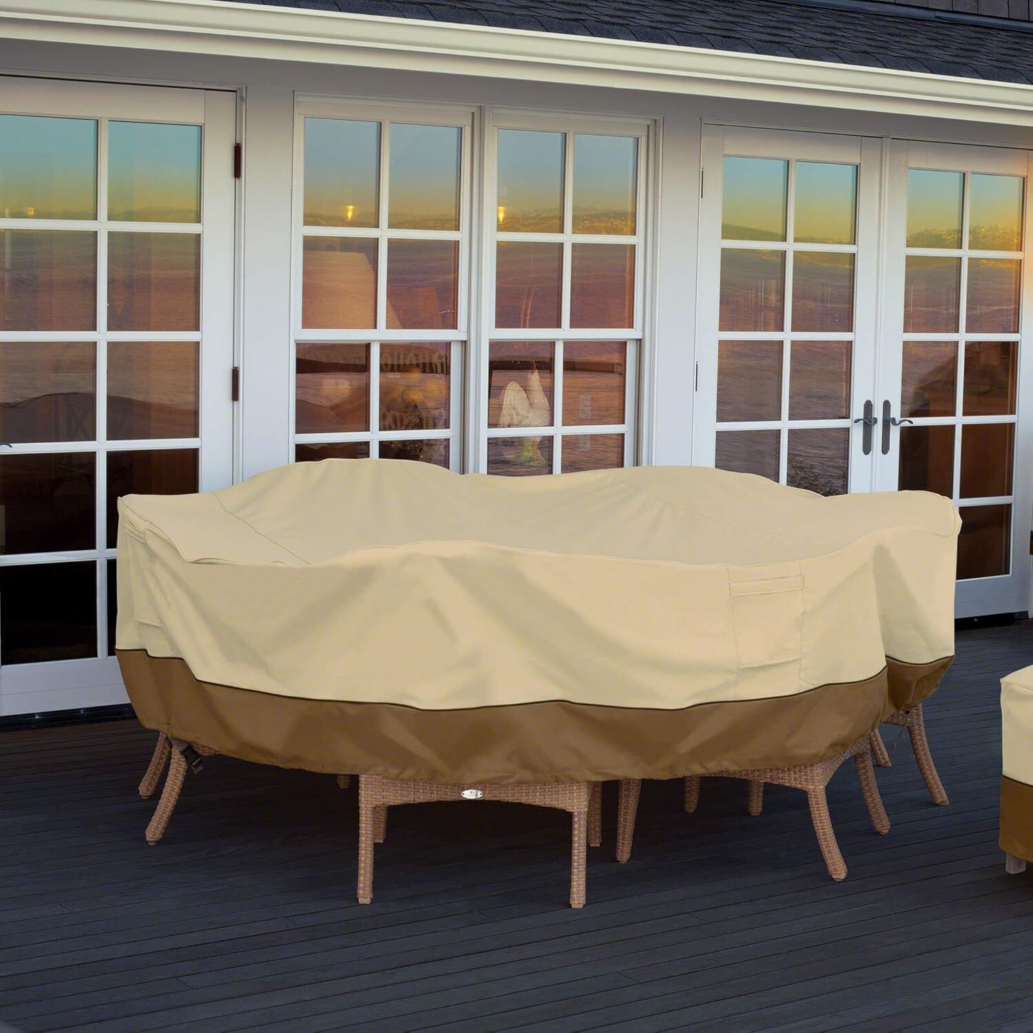Round Patio Furniture Cover with Umbrella Hole: Waterproof 4-Season Protector view 4
