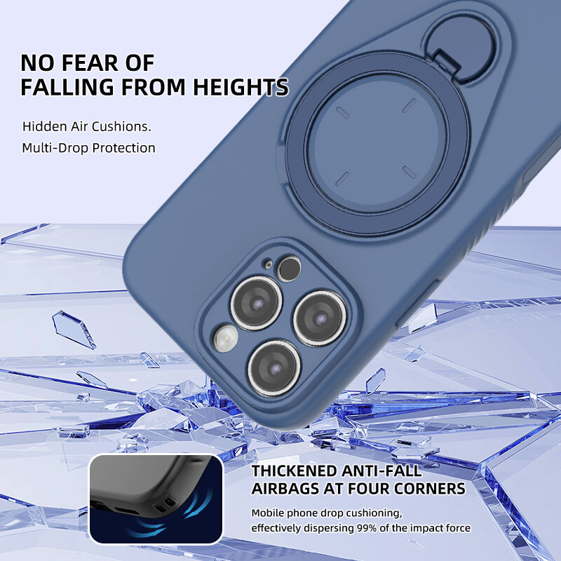 Magnetic Shockproof Case with 360-Degree Rotating Ring Stand for iPhone 16 Pro view 6