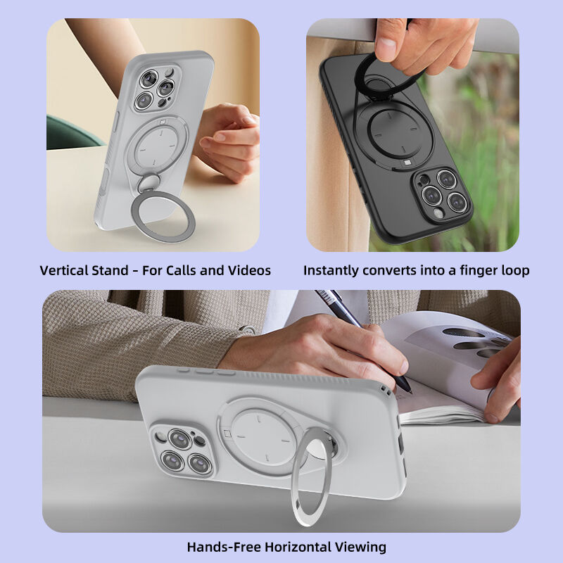 Magnetic Shockproof Case with 360-Degree Rotating Ring Stand for iPhone 16 Pro view 4