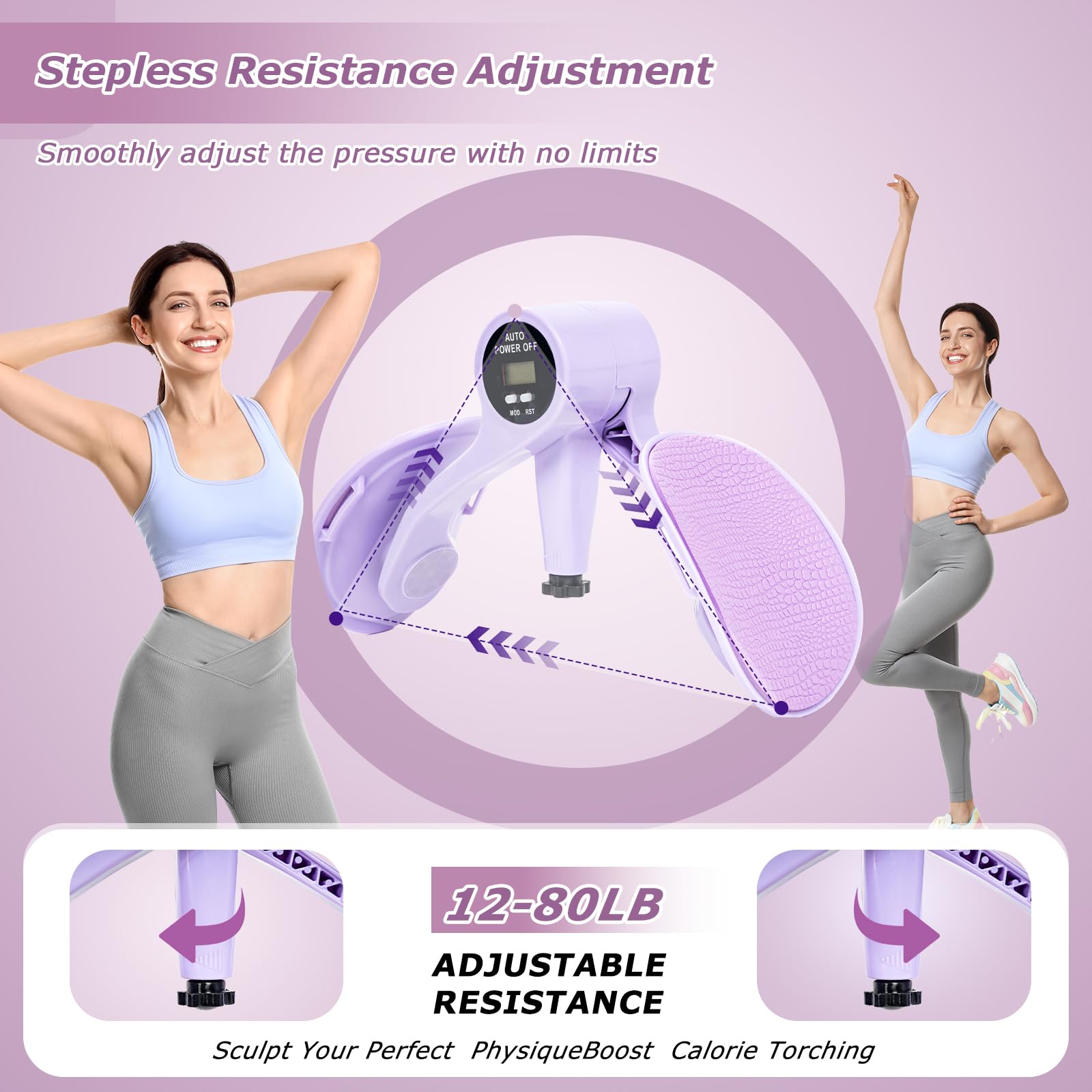 Smart Thigh Trainer with LED Display – 12-80lb Adjustable Resistance view 2