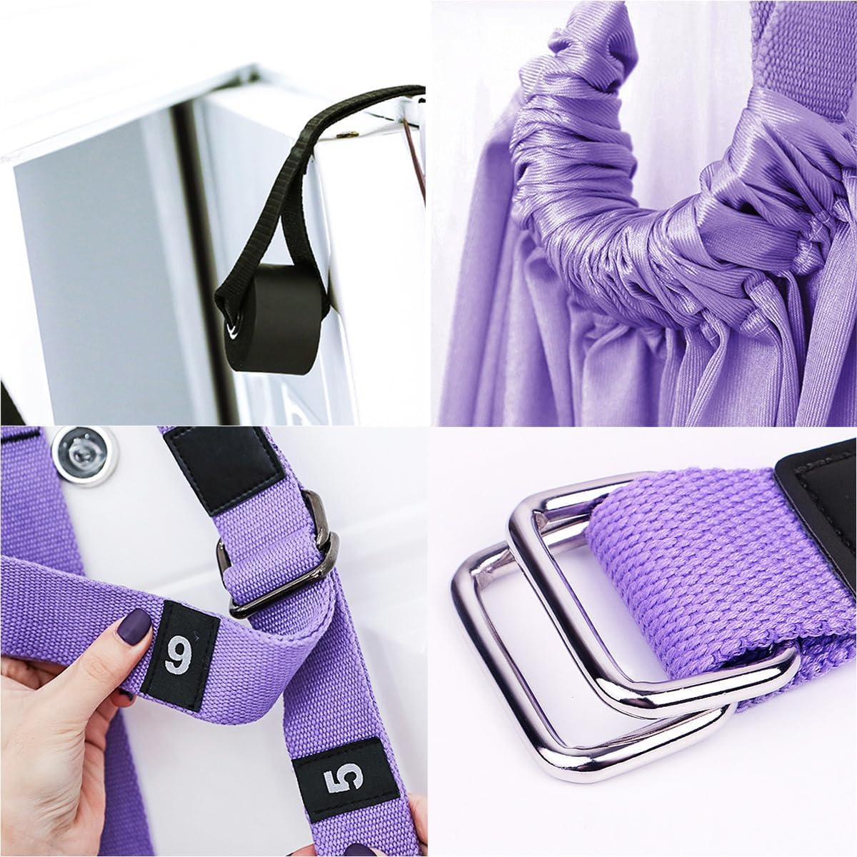 Door-Hanging Yoga Hammock for Backbend & Stretching – Adjustable Aerial Yoga view 4