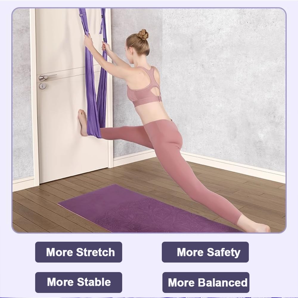 Door-Hanging Yoga Hammock for Backbend & Stretching – Adjustable Aerial Yoga view 6
