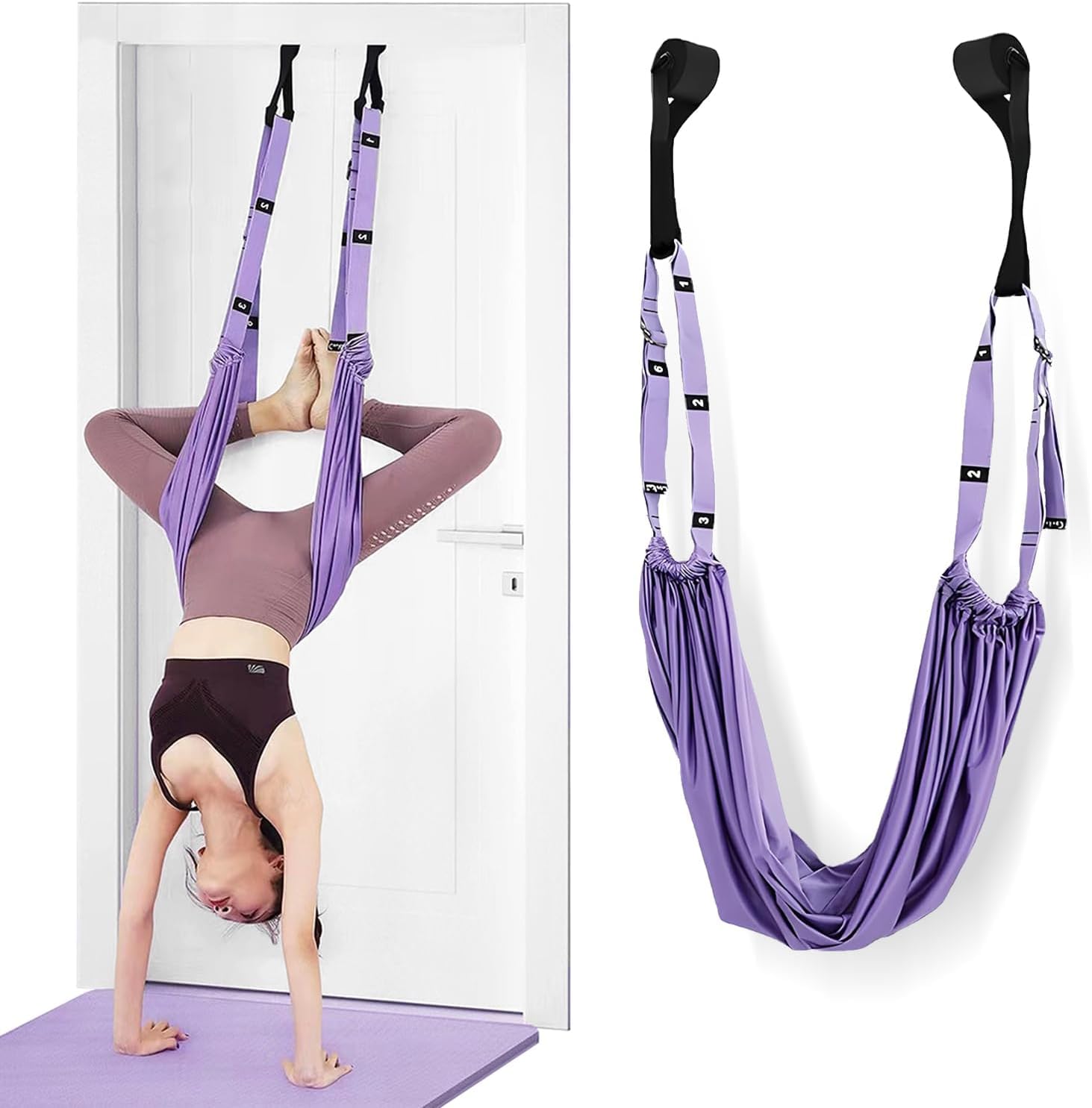 Door-Hanging Yoga Hammock for Backbend & Stretching – Adjustable Aerial Yoga