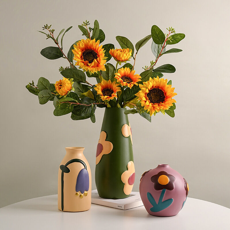 Morandi Painted Ceramic Vase Set (3-Piece) – Modern Home Decor for Flowers view 4