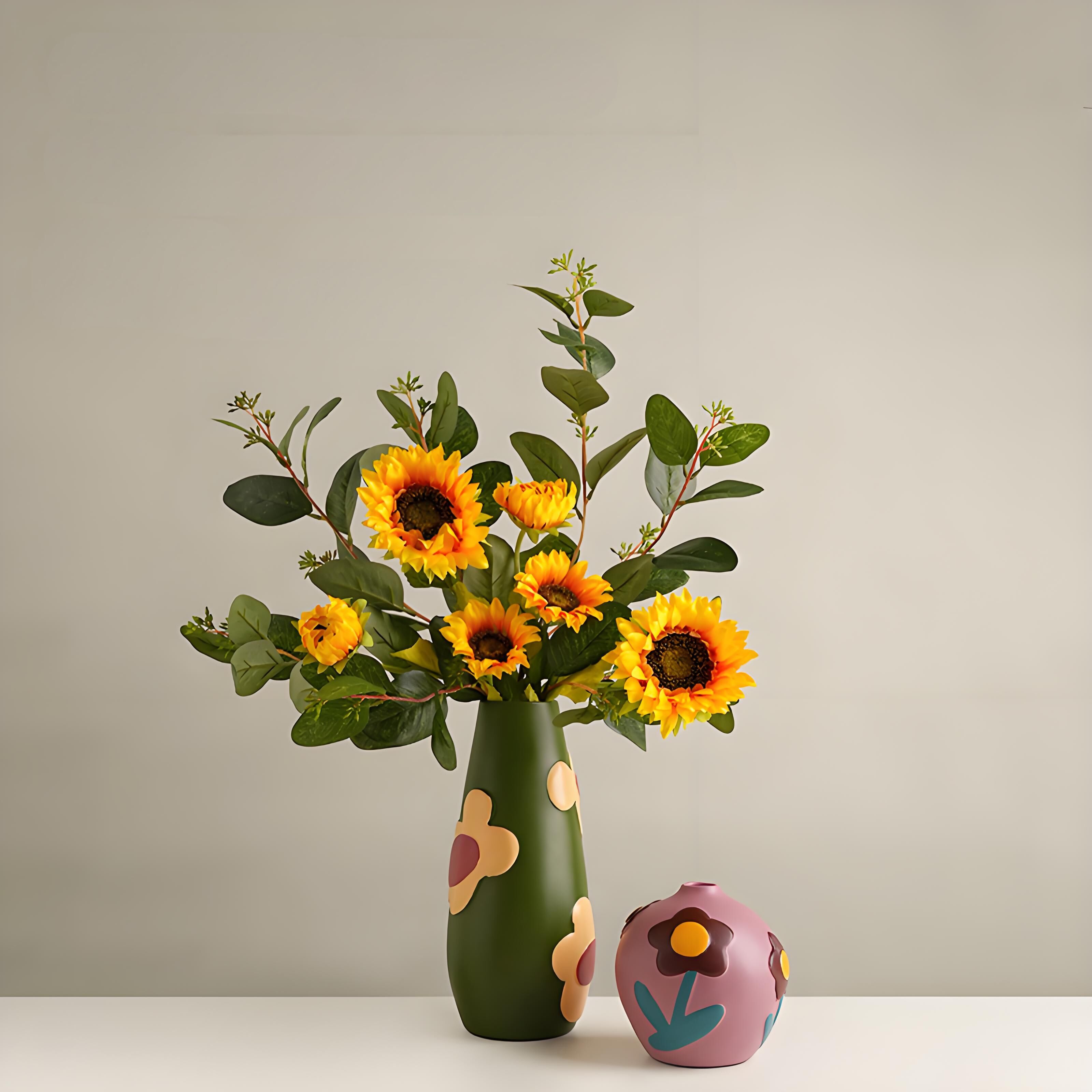 Morandi Painted Ceramic Vase Set (3-Piece) – Modern Home Decor for Flowers view 7