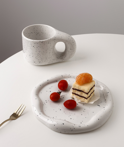 Speckled White Ceramic Tray Set (Round+Long+Irregular) – Jewelry Organizer & view 2